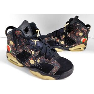 Nike Air Jordan 6 Retro CNY Chinese New Year Womens 5.5Y‎ Black Gold AA2495-021